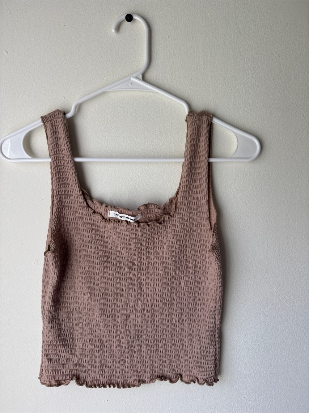 Caution To The Wind Smocked Tank Top in Mauve Taupe